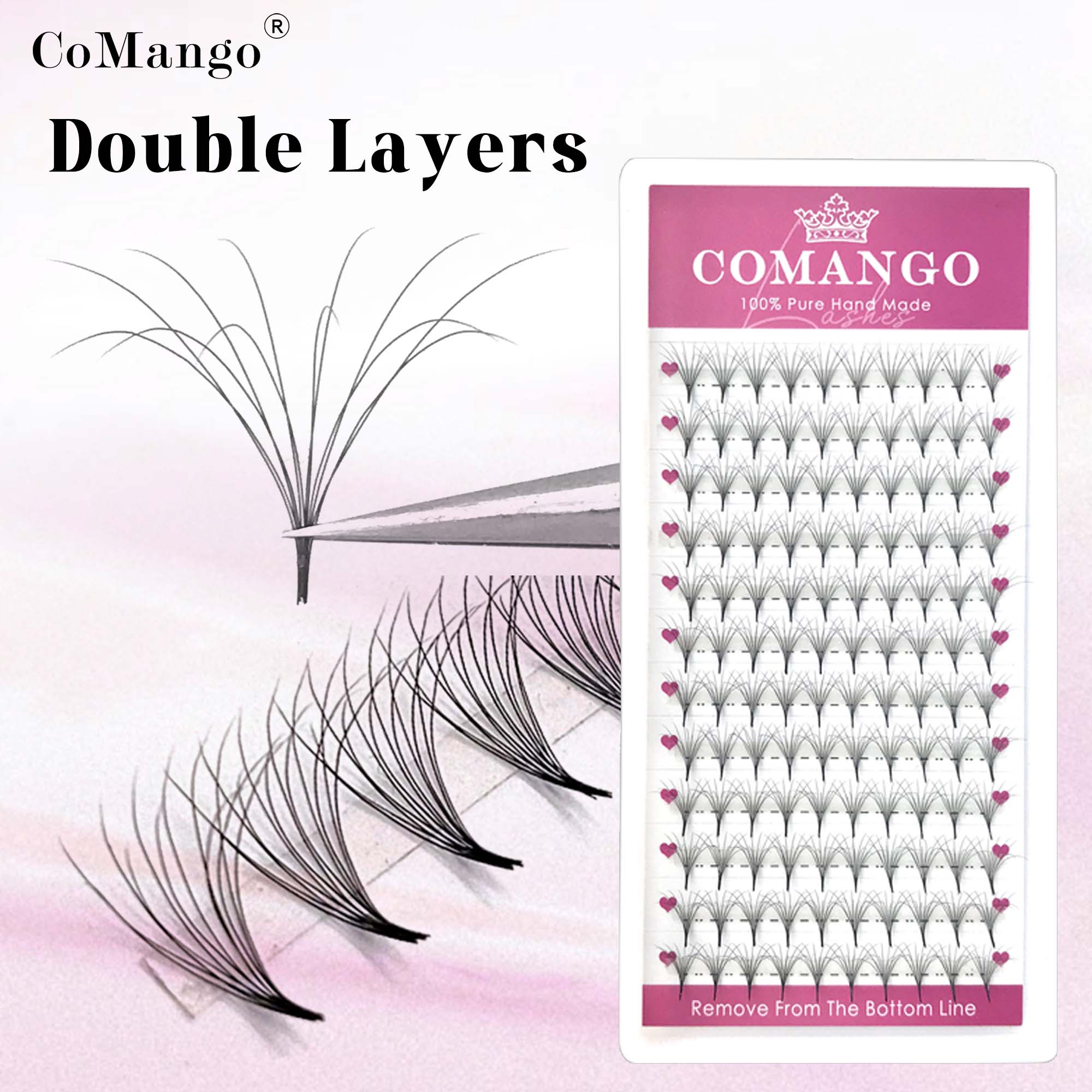 Eyelash Extension Hybrid - COMANGO симпатичные двухслойные пушистые готовые объемные